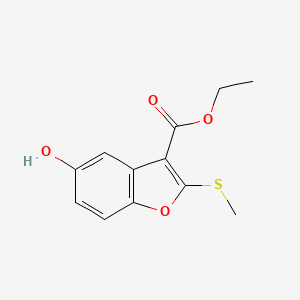 molecular formula C12H12O4S B12819917 Ethyl 5-hydroxy-2-(methylthio)benzofuran-3-carboxylate 