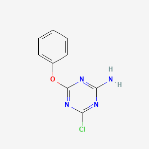 molecular formula C9H7ClN4O B12819945 Phenol, ((4-amino-6-chloro-1,3,5-triazin-2-yl)oxy)- CAS No. 92502-73-3