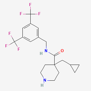 molecular formula C19H22F6N2O B12820097 N-(3,5-Bis(trifluoromethyl)benzyl)-4-(cyclopropylmethyl)piperidine-4-carboxamide 