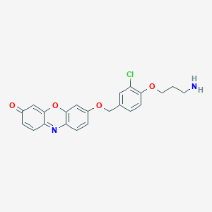 molecular formula C22H19ClN2O4 B12820114 7-((4-(3-Aminopropoxy)-3-chlorobenzyl)oxy)-3H-phenoxazin-3-one 