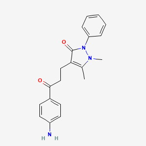 molecular formula C20H21N3O2 B12820193 1-Phenyl-2,3-dimethyl-4-(beta-(p-aminobenzoyl)ethyl)pyrazol-5-one CAS No. 24428-98-6