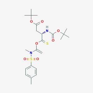 molecular formula C23H34N2O7S2 B12820223 tert-Butyl (S)-3-((tert-butoxycarbonyl)amino)-4-((1-((N,4-dimethylphenyl)sulfonamido)vinyl)oxy)-4-thioxobutanoate 