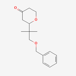 molecular formula C16H22O3 B12820280 2-(1-(Benzyloxy)-2-methylpropan-2-yl)tetrahydro-4H-pyran-4-one 