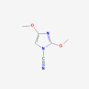 molecular formula C6H7N3O2 B12820297 2,4-dimethoxy-1H-imidazole-1-carbonitrile 