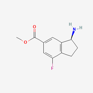 molecular formula C11H12FNO2 B12820356 Methyl (S)-3-amino-7-fluoro-2,3-dihydro-1H-indene-5-carboxylate 