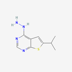 molecular formula C9H12N4S B12820391 4-Hydrazinyl-6-isopropylthieno[2,3-d]pyrimidine 