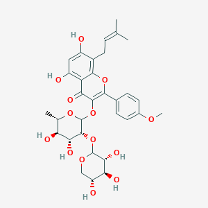 molecular formula C32H38O14 B12820428 3-[(3R,4R,5R,6S)-4,5-dihydroxy-6-methyl-3-[(3R,4S,5R)-3,4,5-trihydroxyoxan-2-yl]oxyoxan-2-yl]oxy-5,7-dihydroxy-2-(4-methoxyphenyl)-8-(3-methylbut-2-enyl)chromen-4-one 