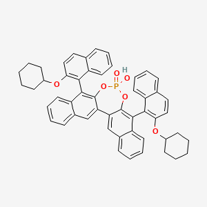 molecular formula C52H45O6P B12820552 10,16-bis(2-cyclohexyloxynaphthalen-1-yl)-13-hydroxy-12,14-dioxa-13λ5-phosphapentacyclo[13.8.0.02,11.04,9.017,22]tricosa-1(23),2,4,6,8,10,15,17,19,21-decaene 13-oxide 