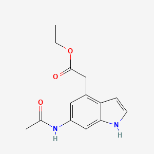 molecular formula C14H16N2O3 B12820681 Ethyl 2-(6-acetamido-1H-indol-4-yl)acetate 