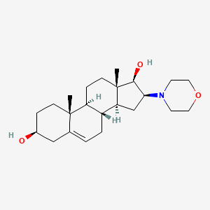 molecular formula C23H37NO3 B12821135 (3S,8R,9S,10R,13S,14S,16S,17R)-10,13-Dimethyl-16-morpholino-2,3,4,7,8,9,10,11,12,13,14,15,16,17-tetradecahydro-1H-cyclopenta[a]phenanthrene-3,17-diol 