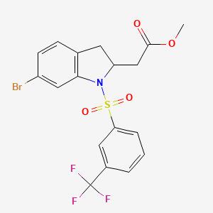 Methyl 2-(6-bromo-1-((3-(trifluoromethyl)phenyl)sulfonyl)indolin-2-yl)acetate