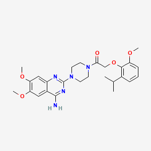 molecular formula C26H33N5O5 B12821365 1-(4-(4-Amino-6,7-dimethoxyquinazolin-2-yl)piperazin-1-yl)-2-(2-isopropyl-6-methoxyphenoxy)ethan-1-one 