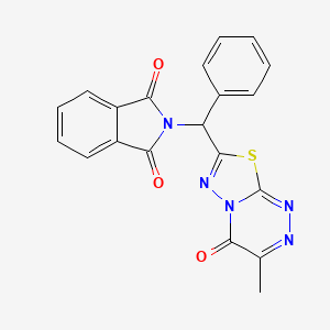 molecular formula C20H13N5O3S B12821442 2-((3-Methyl-4-oxo-4H-[1,3,4]thiadiazolo[2,3-c][1,2,4]triazin-7-yl)(phenyl)methyl)isoindoline-1,3-dione 