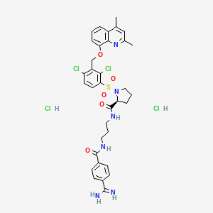 (S)-N-(3-(4-Carbamimidoylbenzamido)propyl)-1-((2,4-dichloro-3-(((2,4-dimethylquinolin-8-yl)oxy)methyl)phenyl)sulfonyl)pyrrolidine-2-carboxamide dihydrochloride