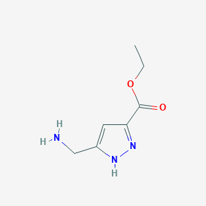 molecular formula C7H11N3O2 B12821669 ethyl 5-(aminomethyl)-1H-pyrazole-3-carboxylate 