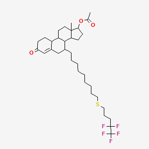 Acetyloxy)-7-[9-[(4,4,5,5,5-pentafluoropentyl)thio]nonyl]estr-4-en-3-one