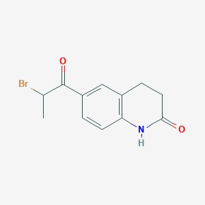 molecular formula C12H12BrNO2 B1282177 6-(2-溴丙酰基)-1,2,3,4-四氢喹啉-2-酮 CAS No. 62618-72-8
