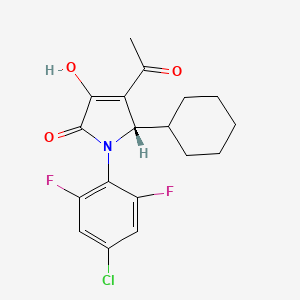 molecular formula C18H18ClF2NO3 B12821824 2H-Pyrrol-2-one, 4-acetyl-1-(4-chloro-2,6-difluorophenyl)-5-cyclohexyl-1,5-dihydro-3-hydroxy-, (5S)- 