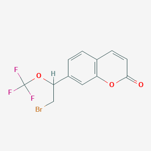 molecular formula C12H8BrF3O3 B12821961 7-(2-bromo-1-(trifluoromethoxy)ethyl)-2H-chromen-2-one 