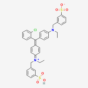 molecular formula C37H35ClN2O6S2 B12821969 (4-((2-Chlorophenyl)(4-(ethyl((3-sulphonatophenyl)methyl)ammonio)phenyl)methylene)cyclohexa-2,5-dien-1-ylidene)(ethyl)(3-sulphonatobenzyl)ammonium CAS No. 25305-97-9