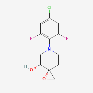 molecular formula C12H12ClF2NO2 B12822072 (3R,4R)-6-(4-Chloro-2,6-difluorophenyl)-1-oxa-6-azaspiro[2.5]octan-4-ol 