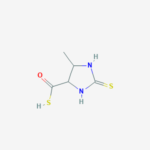 molecular formula C5H8N2OS2 B12822230 5-methyl-2-sulfanylideneimidazolidine-4-carbothioic S-acid CAS No. 858221-90-6