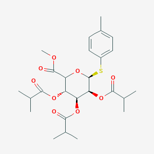 molecular formula C26H36O9S B12822250 (3S,4S,5S,6S)-3,4,5-Tris-isobutyryloxy-6-p-tolylsulfanyl-tetrahydro-pyran-2-carboxylic acid methyl ester 