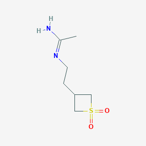 molecular formula C7H14N2O2S B12822270 N-[2-(1,1-dioxothietan-3-yl)ethyl]acetamidine 