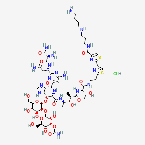 molecular formula C57H90ClN19O21S2 B12822309 [(3S,4S,5R,6R)-2-[(2R,3S,4S,5S,6S)-2-[(1R,2S)-2-[[6-amino-2-[(1S)-3-amino-1-[[(2S)-2,3-diamino-3-oxopropyl]amino]-3-oxopropyl]-5-methylpyrimidine-4-carbonyl]amino]-3-[[(2R,3S,4R)-5-[[(3R)-1-[2-[4-[4-[3-(4-aminobutylamino)propylcarbamoyl]-1,3-thiazol-2-yl]-1,3-thiazol-2-yl]ethylamino]-3-hydroxy-1-oxobutan-2-yl]amino]-3-hydroxy-4-methyl-5-oxopentan-2-yl]amino]-1-(1H-imidazol-5-yl)-3-oxopropoxy]-4,5-dihydroxy-6-(hydroxymethyl)oxan-3-yl]oxy-3,5-dihydroxy-6-(hydroxymethyl)oxan-4-yl] carbamate;hydrochloride 