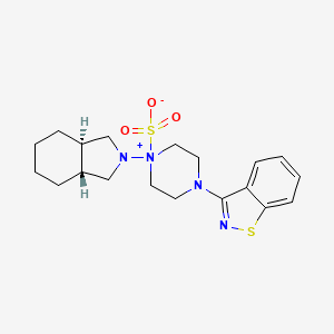 molecular formula C19H26N4O3S2 B12822556 4-(Benzo[d]isothiazol-3-yl)-1-((3aR,7aR)-hexahydro-1H-isoindol-2(3H)-yl)piperazin-1-ium-1-sulfonate 