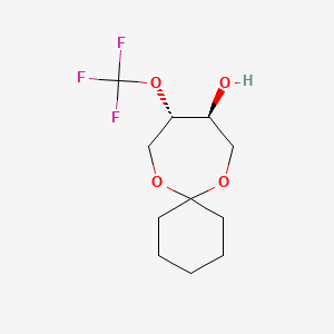 molecular formula C11H17F3O4 B12822659 Trans-10-(trifluoromethoxy)-7,12-dioxaspiro[5.6]dodecan-9-ol 