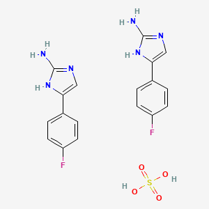 molecular formula C18H18F2N6O4S B12822668 5-(4-Fluorophenyl)-1H-imidazol-2-amine hemisulfate 