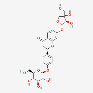 (2S)-7-[(3R,4R)-3,4-dihydroxy-4-(hydroxymethyl)oxolan-2-yl]oxy-2-[4-[(2S,3R,4S,5S,6R)-3,4,5-trihydroxy-6-(hydroxymethyl)oxan-2-yl]oxyphenyl]-2,3-dihydrochromen-4-one