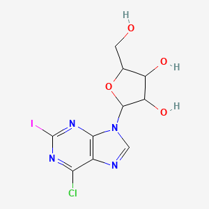 molecular formula C10H10ClIN4O4 B12822789 2-(6-Chloro-2-iodopurin-9-yl)-5-(hydroxymethyl)oxolane-3,4-diol 