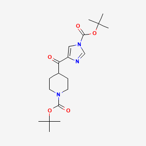 molecular formula C19H29N3O5 B12822828 Tert-butyl 4-(1-(tert-butoxycarbonyl)-1H-imidazole-4-carbonyl)piperidine-1-carboxylate CAS No. 639089-44-4