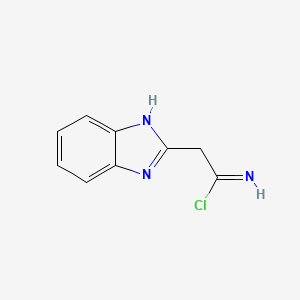 molecular formula C9H8ClN3 B12822888 2-(1H-Benzo[d]imidazol-2-yl)acetimidoyl chloride 