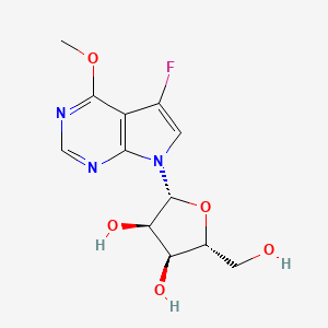 molecular formula C12H14FN3O5 B12822914 (2R,3R,4S,5R)-2-(5-Fluoro-4-methoxy-7h-pyrrolo[2,3-d]pyrimidin-7-yl)-5-(hydroxymethyl)tetrahydrofuran-3,4-diol 