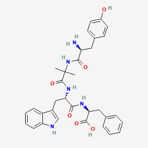 molecular formula C33H37N5O6 B12823061 (2-((S)-2-Amino-3-(4-hydroxyphenyl)propanamido)-2-methylpropanoyl)-L-tryptophyl-L-phenylalanine 