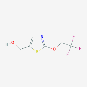 molecular formula C6H6F3NO2S B12823369 5-Thiazolemethanol, 2-(2,2,2-trifluoroethoxy)- 