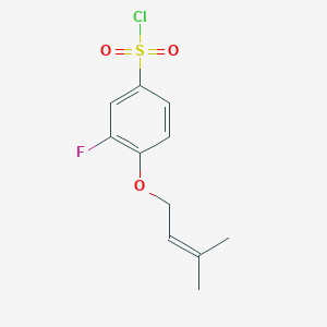 molecular formula C11H12ClFO3S B12823823 3-Fluoro-4-((3-methylbut-2-en-1-yl)oxy)benzenesulfonyl chloride 