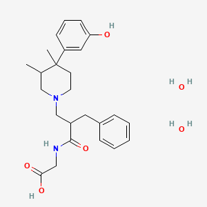 molecular formula C25H36N2O6 B12823859 2-[[2-Benzyl-3-[4-(3-hydroxyphenyl)-3,4-dimethylpiperidin-1-yl]propanoyl]amino]acetic acid;dihydrate 