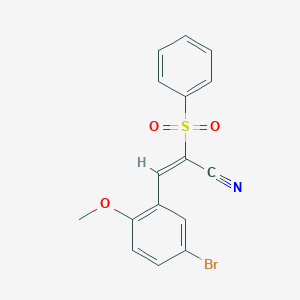 (E)-2-(benzenesulfonyl)-3-(5-bromo-2-methoxyphenyl)prop-2-enenitrile