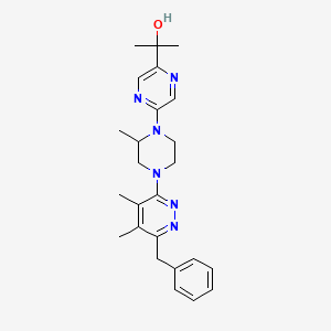 molecular formula C25H32N6O B12823947 2-[4-(6-Benzyl-4,5-dimethylpyridazin-3-yl)-2-methyl-3,4,5,6-tetrahydro-2H-[1,2]bipyrazinyl-5-yl]-propan-2-ol 