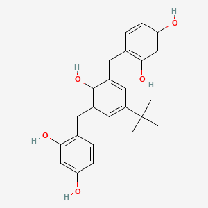 molecular formula C24H26O5 B12823974 4,4'-((5-(tert-Butyl)-2-hydroxy-1,3-phenylene)bis(methylene))bis(benzene-1,3-diol) 