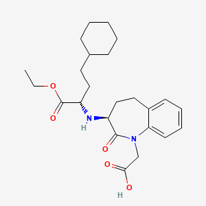 molecular formula C24H34N2O5 B12824007 ((3S)-3-(((1S)-3-Cyclohexyl-1-(ethoxycarbonyl)propyl)amino)-2-oxo-2,3,4,5-tetrahydro-1H-1-benzazepin-1-yl)acetic acid CAS No. 112110-48-2