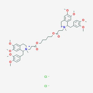 molecular formula C53H72Cl2N2O12 B12824177 2,2'-((Pentane-1,5-diylbis(oxy))bis(3-oxopropane-3,1-diyl))bis(1-(3,4-dimethoxybenzyl)-6,7-dimethoxy-2-methyl-1,2,3,4-tetrahydroisoquinolin-2-ium) chloride 