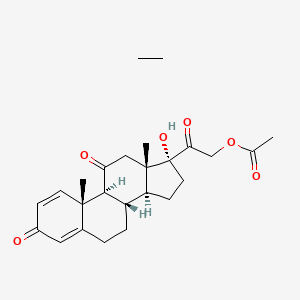 ethane;[2-[(8S,9S,10R,13S,14S,17R)-17-hydroxy-10,13-dimethyl-3,11-dioxo-6,7,8,9,12,14,15,16-octahydrocyclopenta[a]phenanthren-17-yl]-2-oxoethyl] acetate