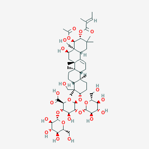 (2S,3S,4S,5R,6R)-6-[[(3S,4R,4aR,6aR,6bS,8R,8aR,9R,10R,12aS,14aR,14bR)-9-acetyloxy-8-hydroxy-4,8a-bis(hydroxymethyl)-4,6a,6b,11,11,14b-hexamethyl-10-[(E)-2-methylbut-2-enoyl]oxy-1,2,3,4a,5,6,7,8,9,10,12,12a,14,14a-tetradecahydropicen-3-yl]oxy]-4-hydroxy-3,5-bis[[(2S,3R,4S,5S,6R)-3,4,5-trihydroxy-6-(hydroxymethyl)oxan-2-yl]oxy]oxane-2-carboxylic acid