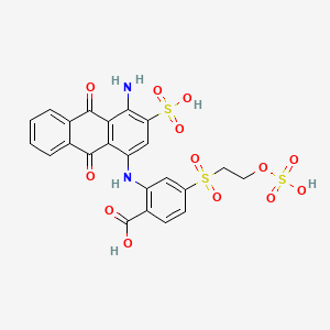 molecular formula C23H18N2O13S3 B12824345 2-((4-Amino-9,10-dioxo-3-sulfo-9,10-dihydroanthracen-1-yl)amino)-4-((2-(sulfooxy)ethyl)sulfonyl)benzoic acid CAS No. 20640-71-5