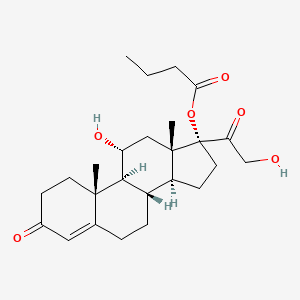 molecular formula C25H36O6 B12824568 [(8S,9S,10R,11R,13S,14S,17R)-11-Hydroxy-17-(2-hydroxyacetyl)-10,13-dimethyl-3-oxo-2,6,7,8,9,11,12,14,15,16-decahydro-1H-cyclopenta[a]phenanthren-17-yl] butanoate CAS No. 1231185-35-5